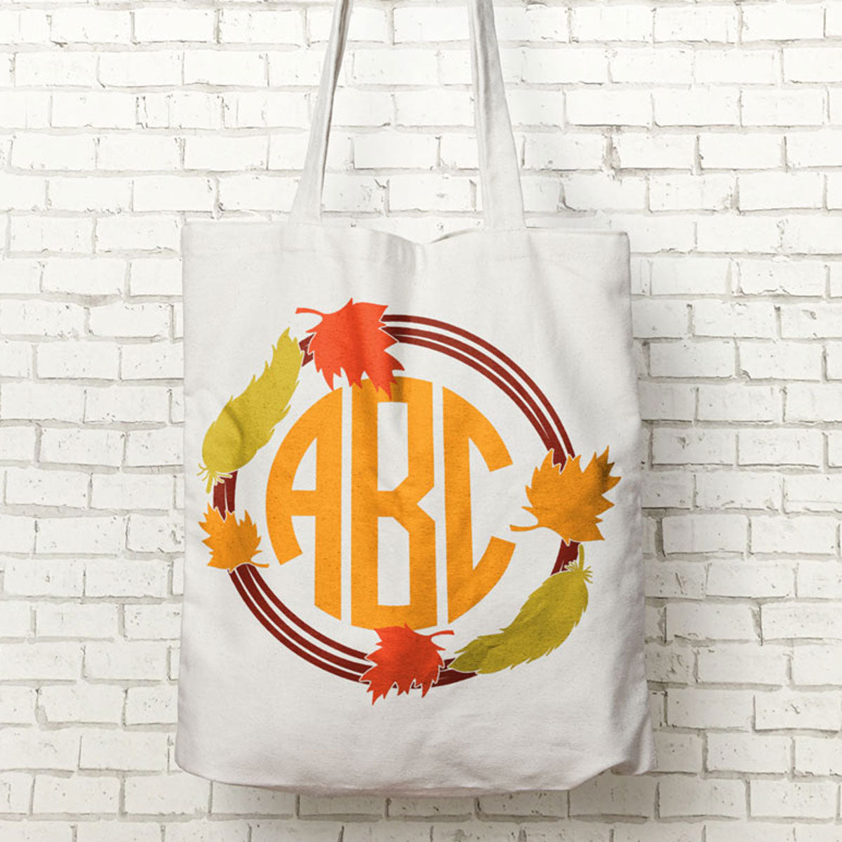 Freebie Friday SVG - Fall Monogram Frame with leaves and feathers