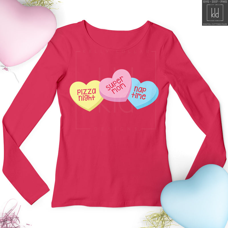Freebie Friday SVG - Candy Hearts for Mom with phrases she really loves to hear