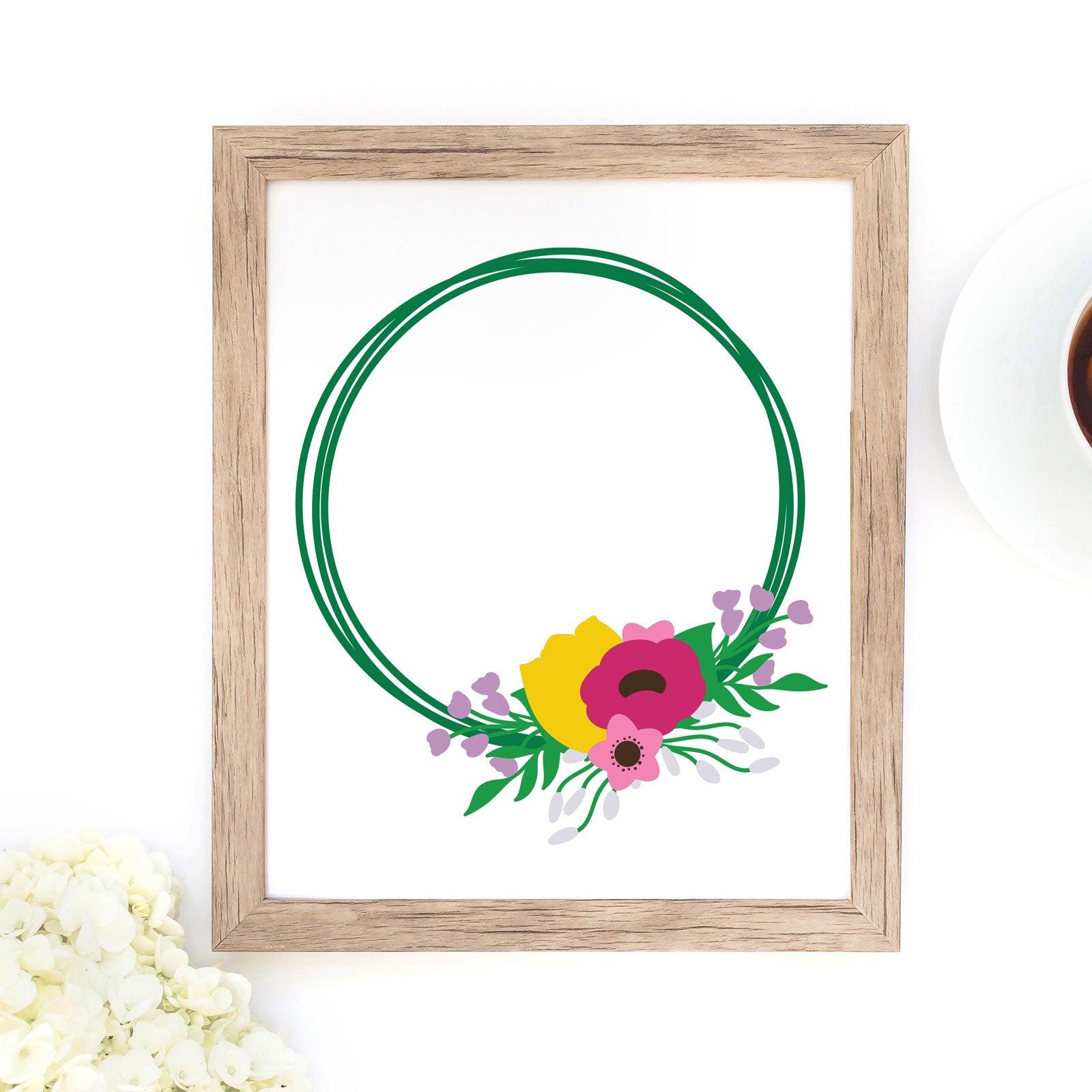 Freebie Friday | Spring Wreath Monogram Frame Cut File | SVG DXF EPS PNG