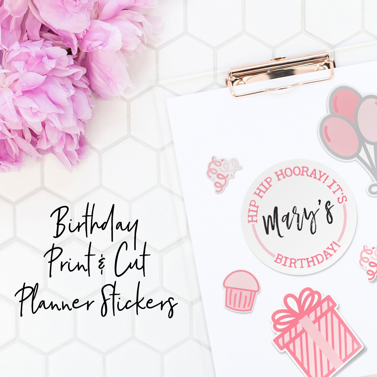 Monthly Freebie | November 2018 Birthday Themed Print and Cut Planner Stickers