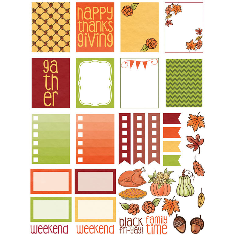 Monthly Freebie - November Planner Stickers with Thanksgiving and harvest theme - Free for Personal Use