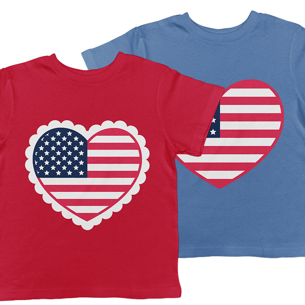 American Flag Heart svg files in plain border or scallop border - Free for Commercial Use