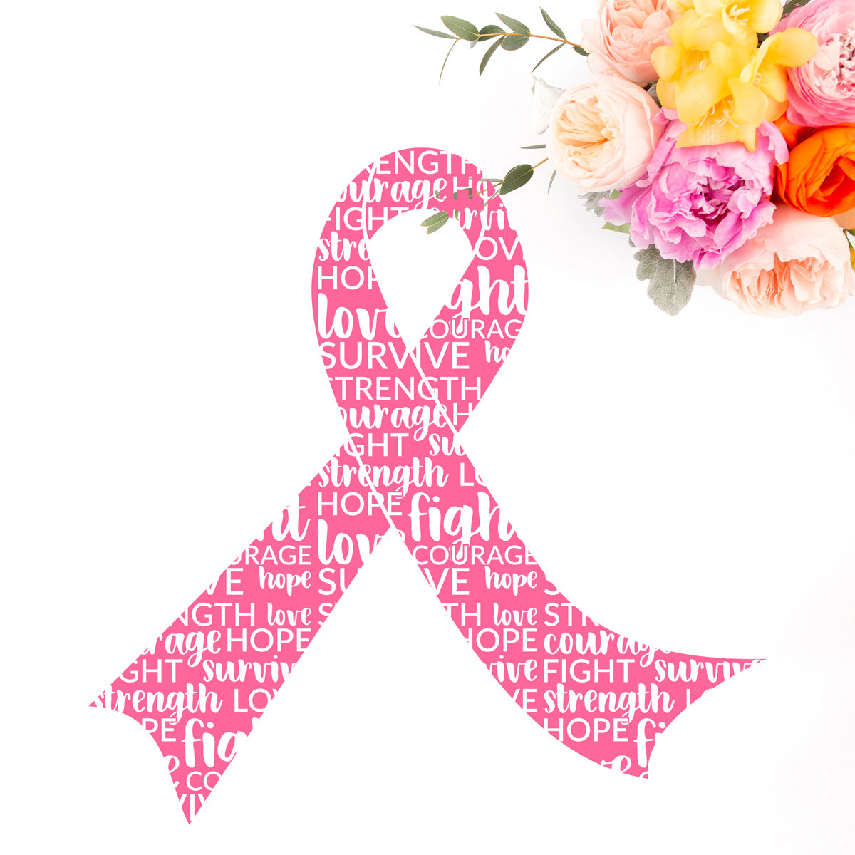 Freebie Friday SVG - Set of 2 awareness ribbons - one plain for any cause and one knockout filled with inspirational words for breast cancer awareness - Free for Commercial Use