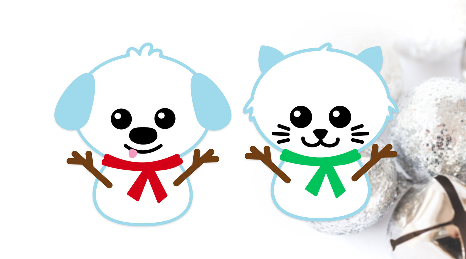 Cat and Dog Snowmen for Winter Shirts and Decor | SVG DXF EPS PNG Cut Files | Free for Personal Use