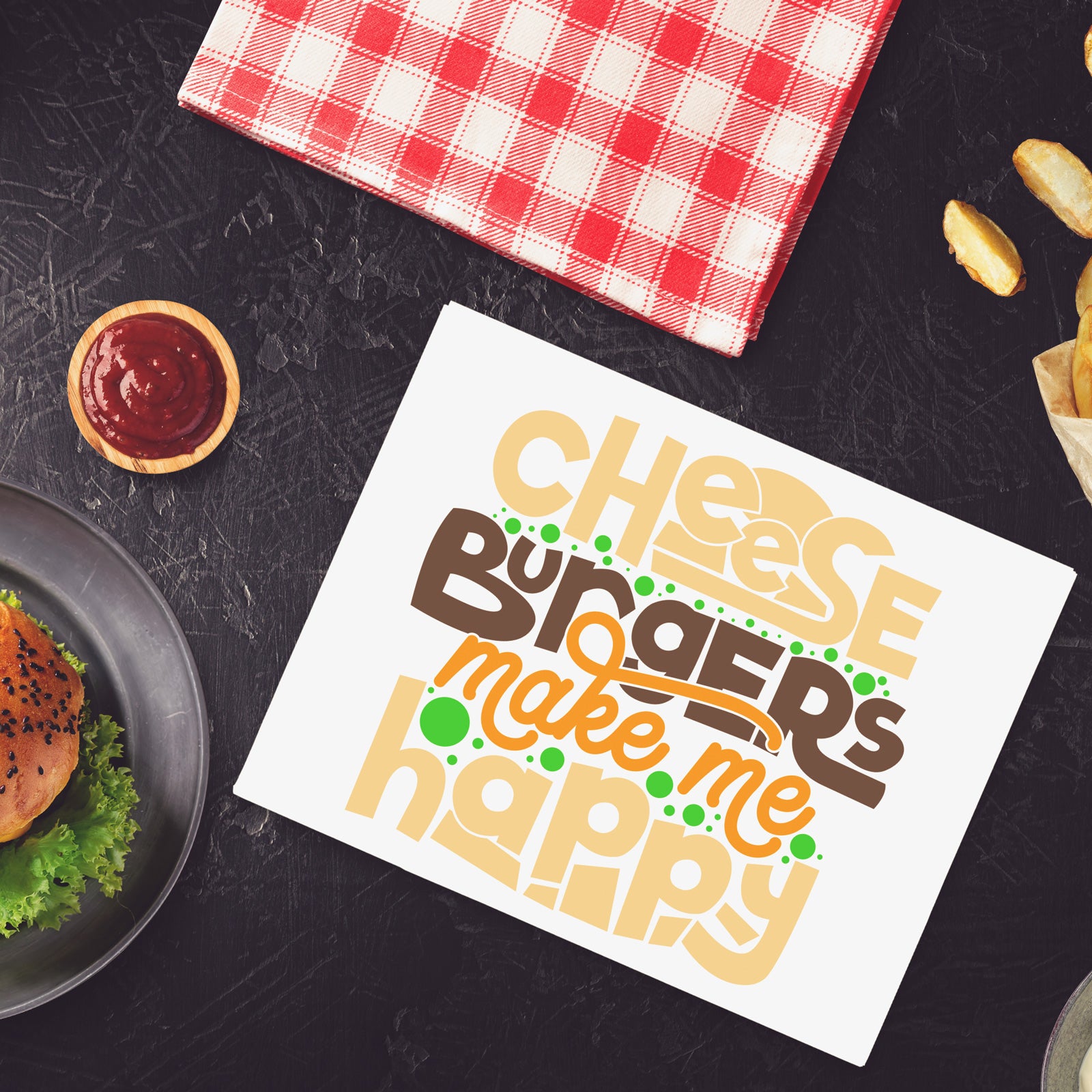 Freebie Friday | Cheeseburgers Make Me Happy Saying Cut File | SVG DXF EPS PNG