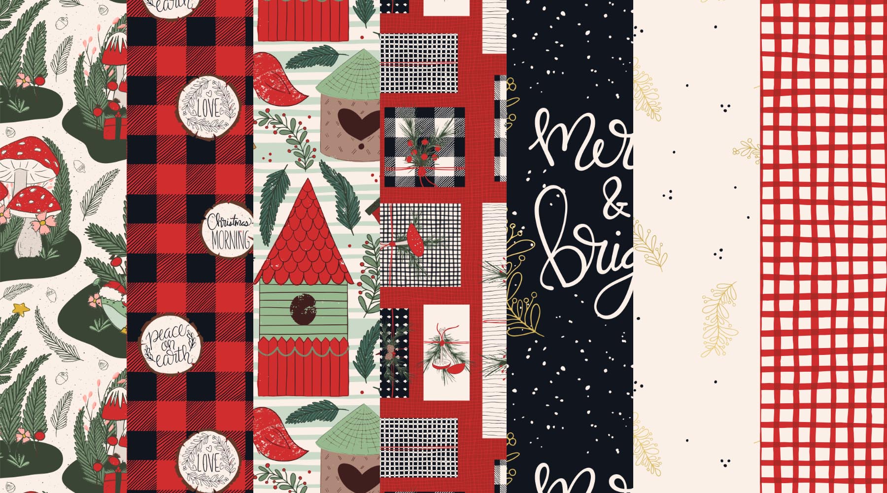 Cottage Christmas Surface Pattern Collection by Kelly Lollar 