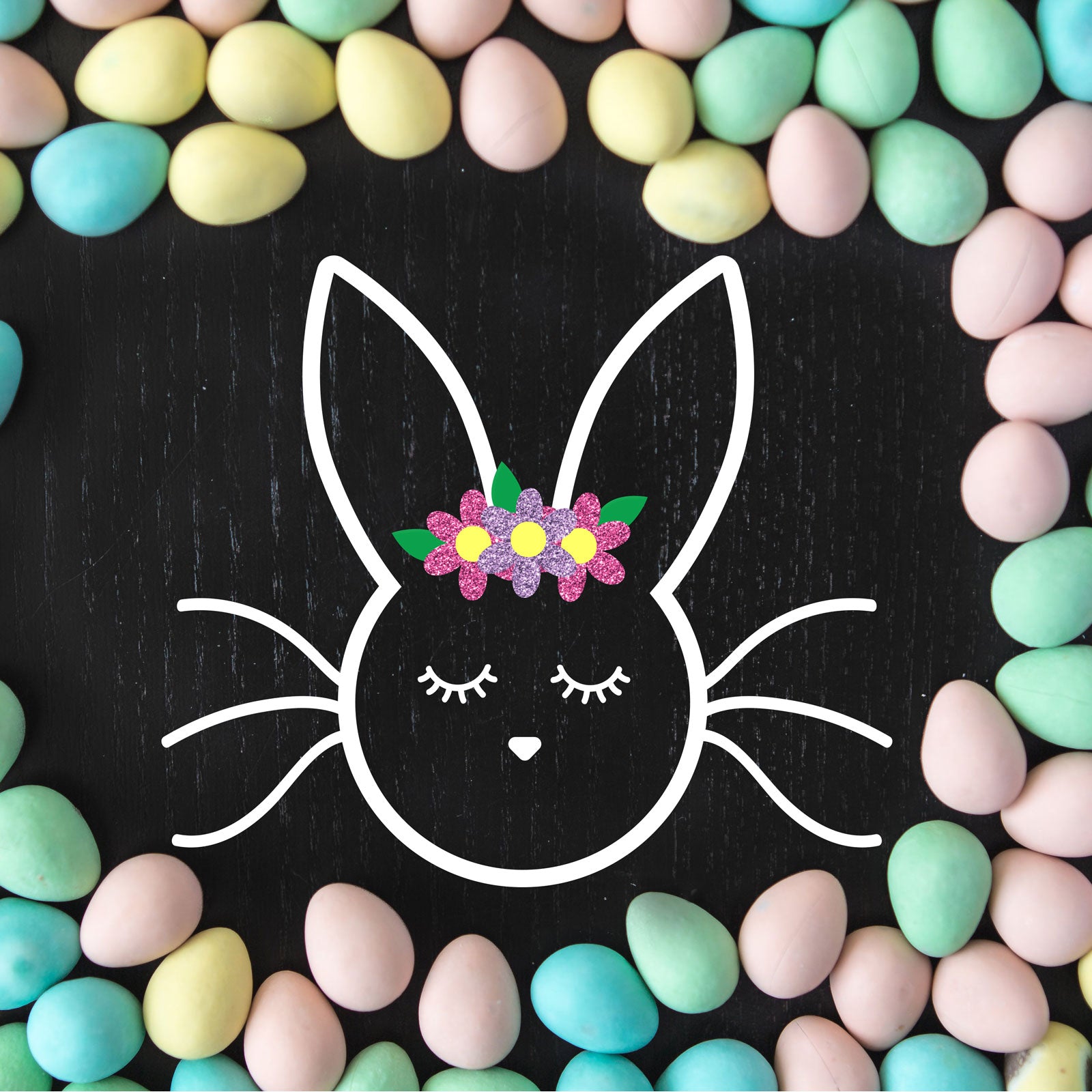 Freebie Friday - Sleepy Bunny Face svg with optional flowers that can be used separately - Free for Personal Use