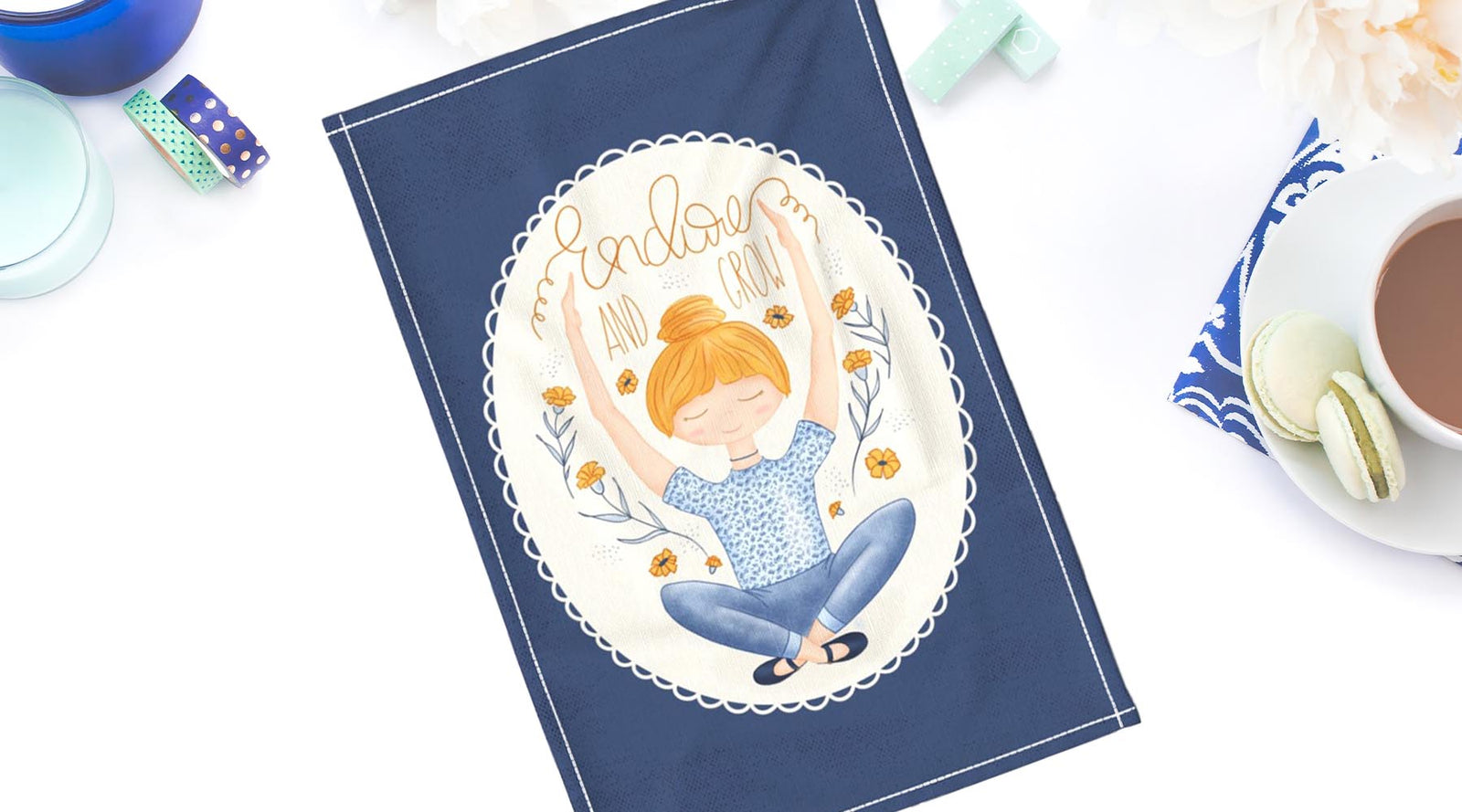 Endure and Grow Illustration on a Tea Towel by Kelly Lollar 