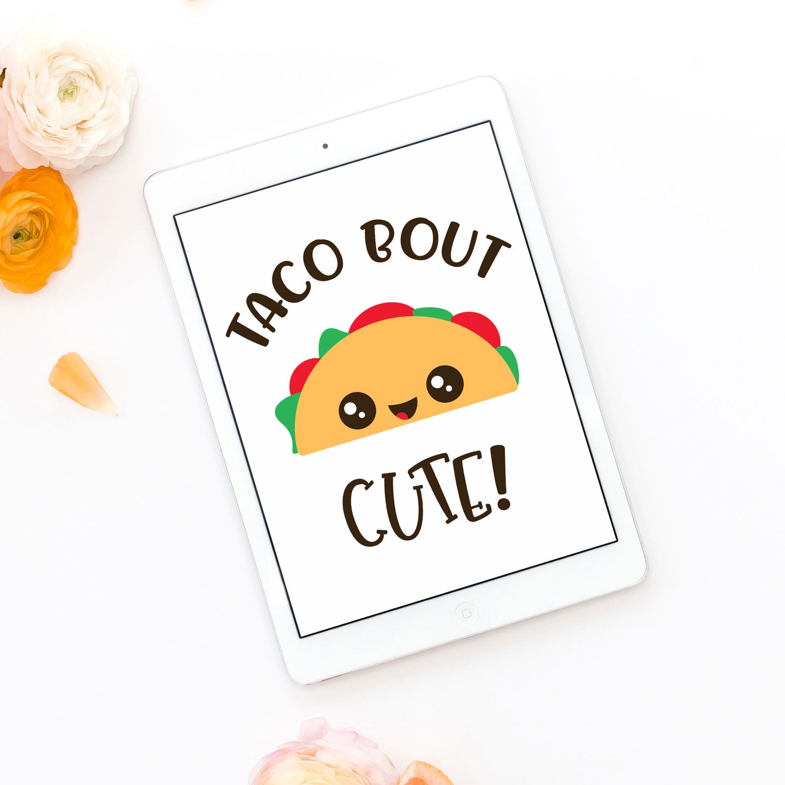 Freebie Friday svg cut file - Taco Bout Cute svg with cute smiling taco - Free for Personal Use