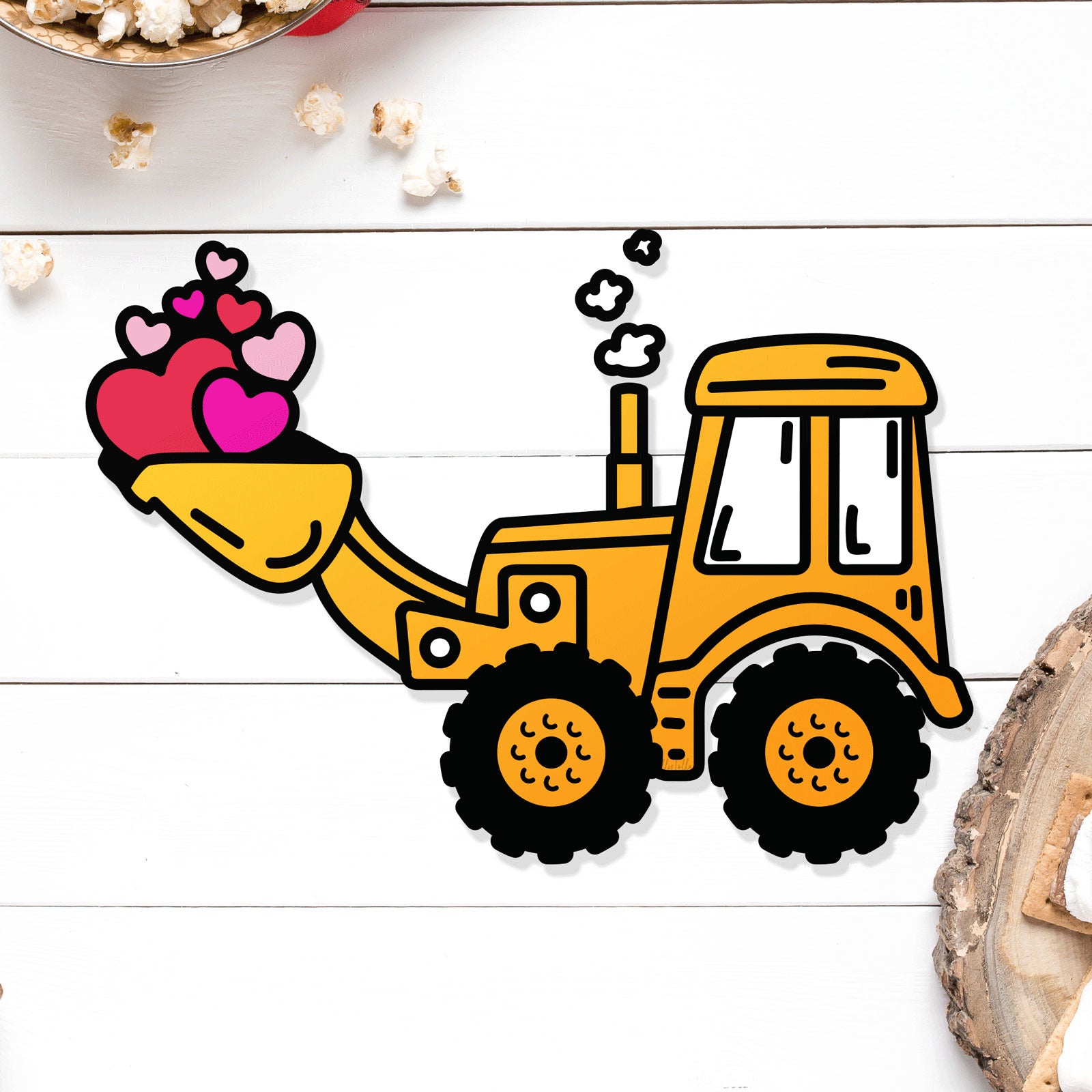 Heart Filled Backhoe Free Valentine's Day Cut Files | SVG DXF EPS PNG