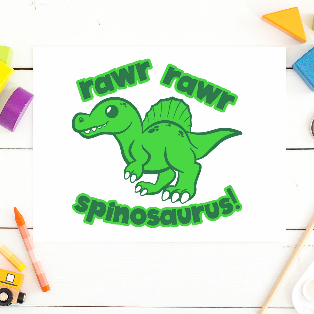 Freebie Friday | Cute Spinosaurus with Quote | SVG DXF PNG