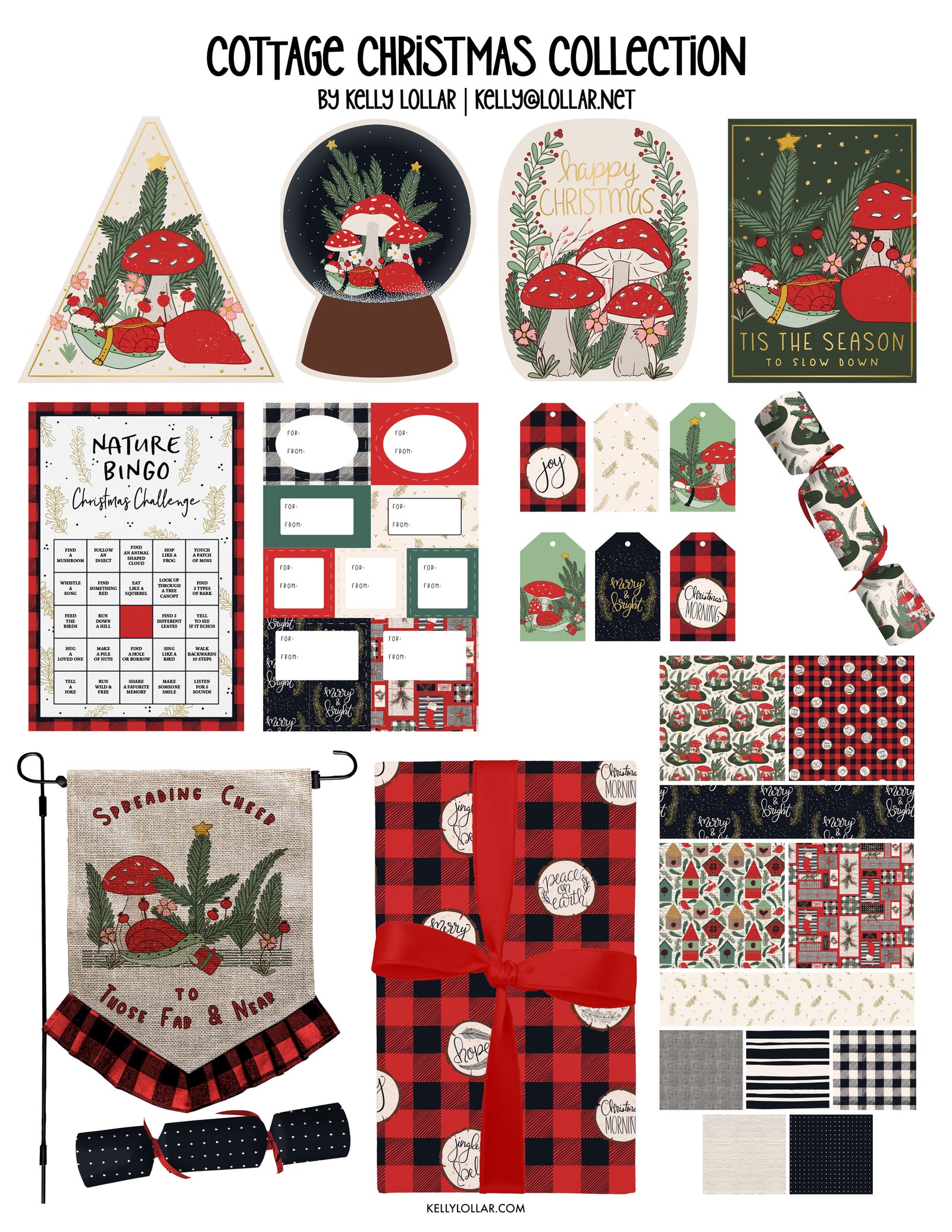 Cottage Christmas stationery and gift collection by Kelly Lollar 