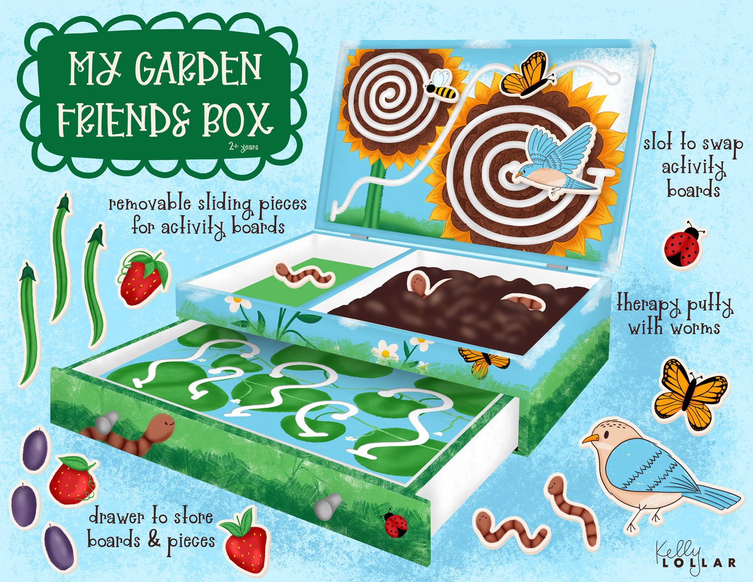 MATS My Toy Pitch My Garden Friends Box Pretend Play Set by Kelly Lollar 