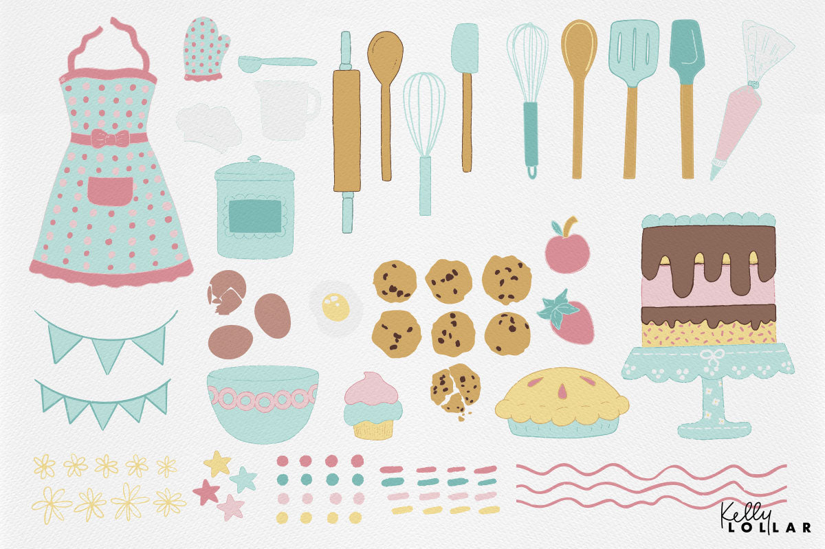 Little Baker Bear Surface Pattern Collection Motifs by Kelly Lollar 
