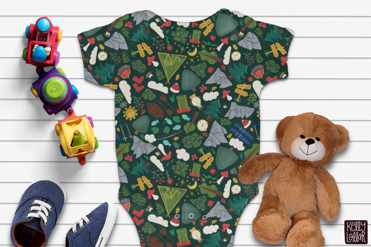 Camping Adventure Pattern for hiking enthusiasts by Kelly Lollar