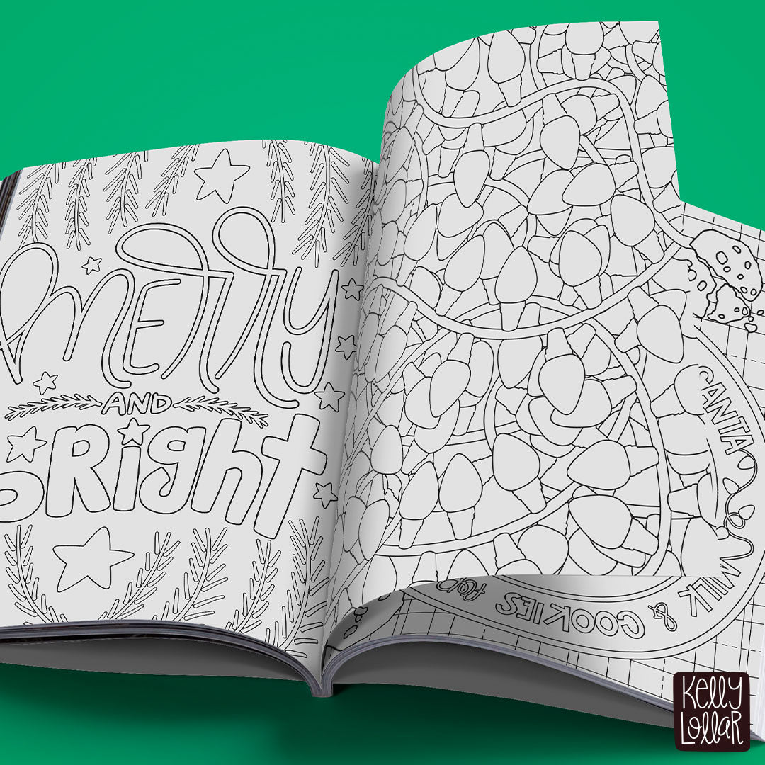 Christmas Coloring Book open spread by Kelly Lollar
