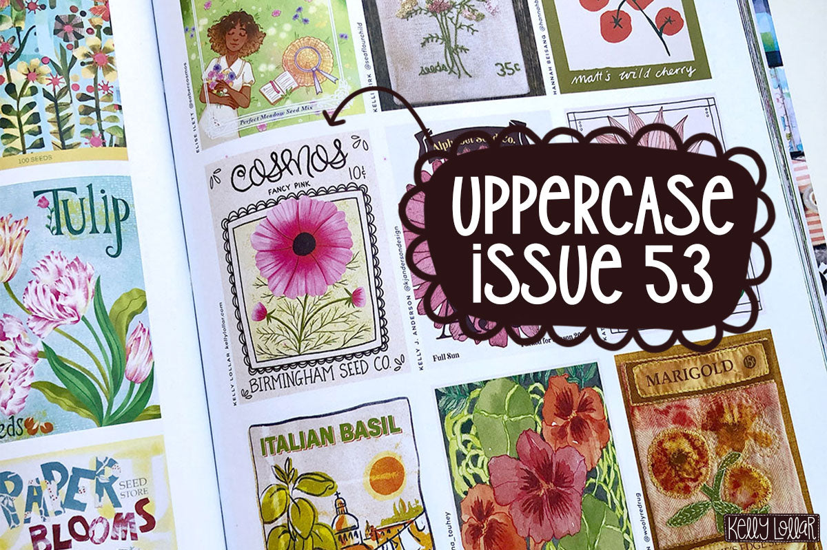 Cosmos Seed Packet Illustration featured in UPPERCASE Issue 53 by Kelly Lollar