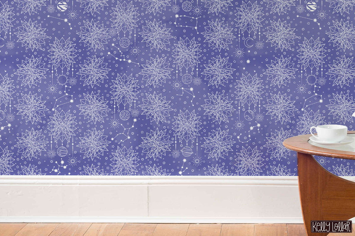 Interstellar Zodiac pattern on wallpaper in 2022's very peri by Kelly Lollar