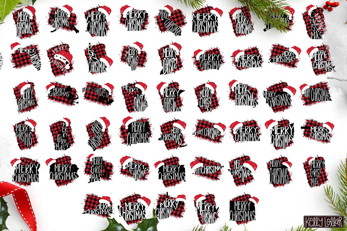 Snowy Merry Christmas States Collection by Kelly Lollar