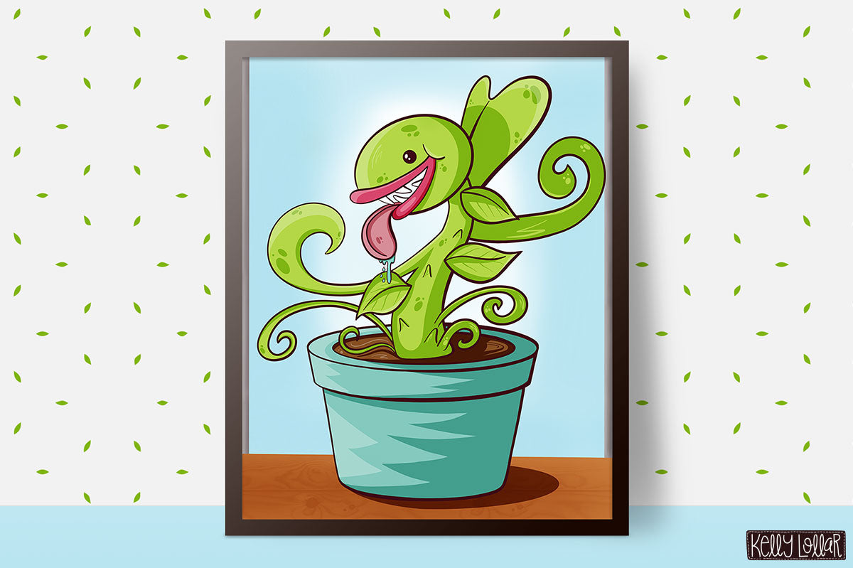 Venus Flytrap character in cartoon style by Kelly Lollar