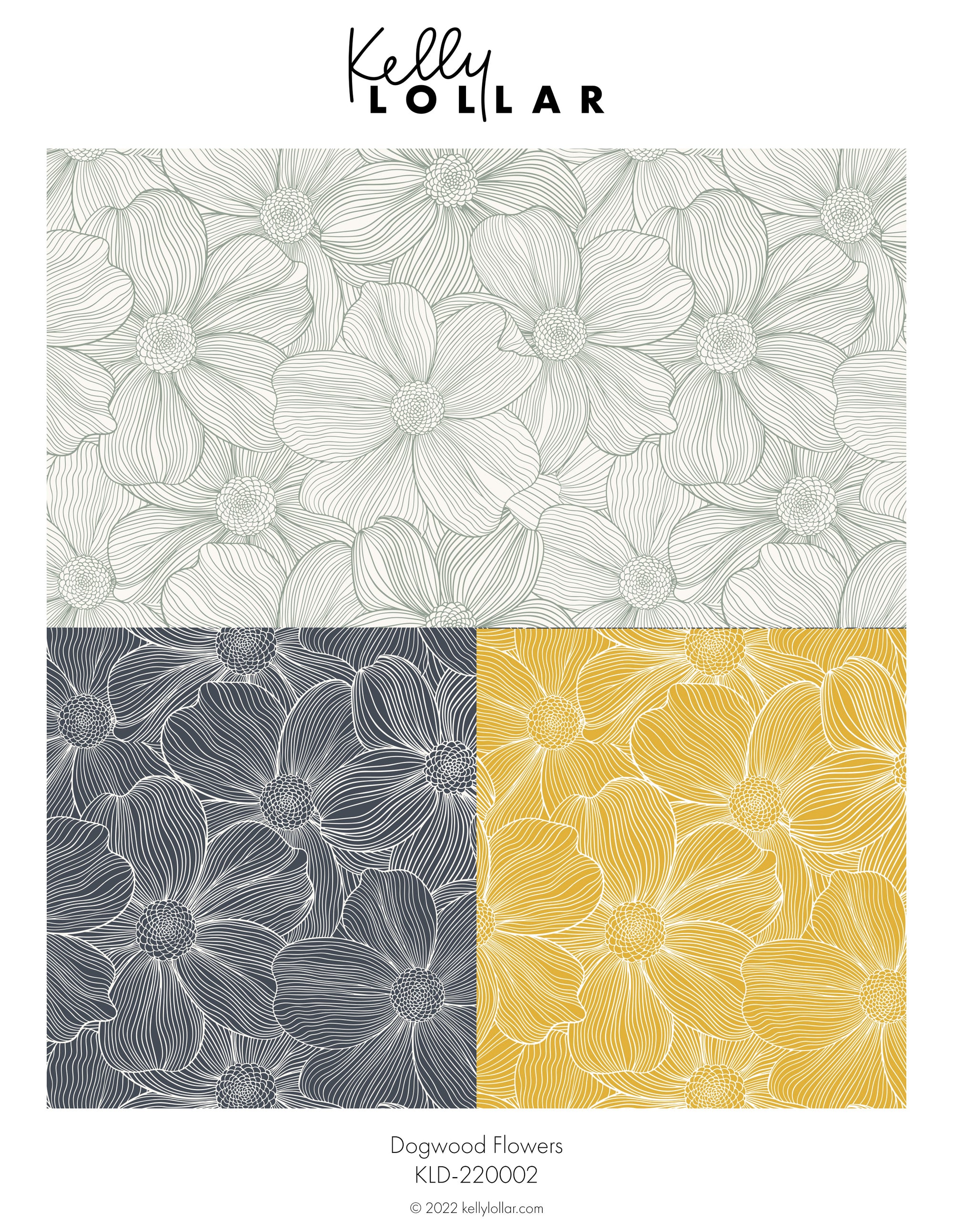 Dogwood Flowers Surface Pattern by Kelly Lollar 