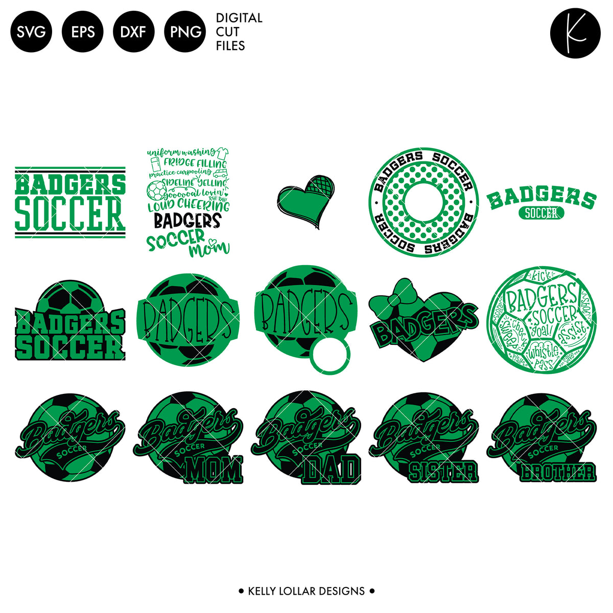 Badgers Soccer and Football Bundle | SVG DXF EPS PNG Cut Files