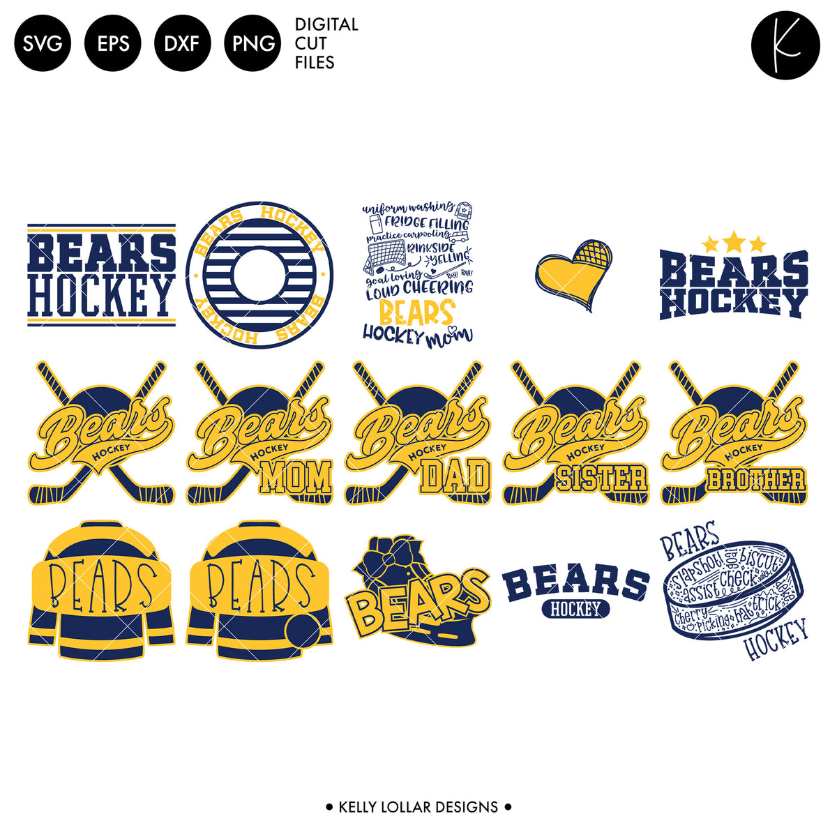 Bears Hockey Bundle | SVG DXF EPS PNG Cut Files
