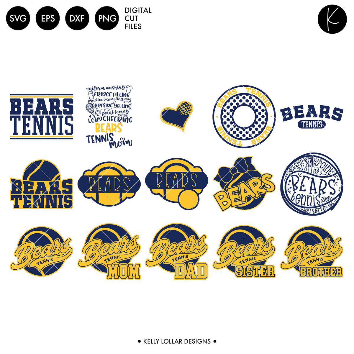 Bears Tennis Bundle | SVG DXF EPS PNG Cut Files