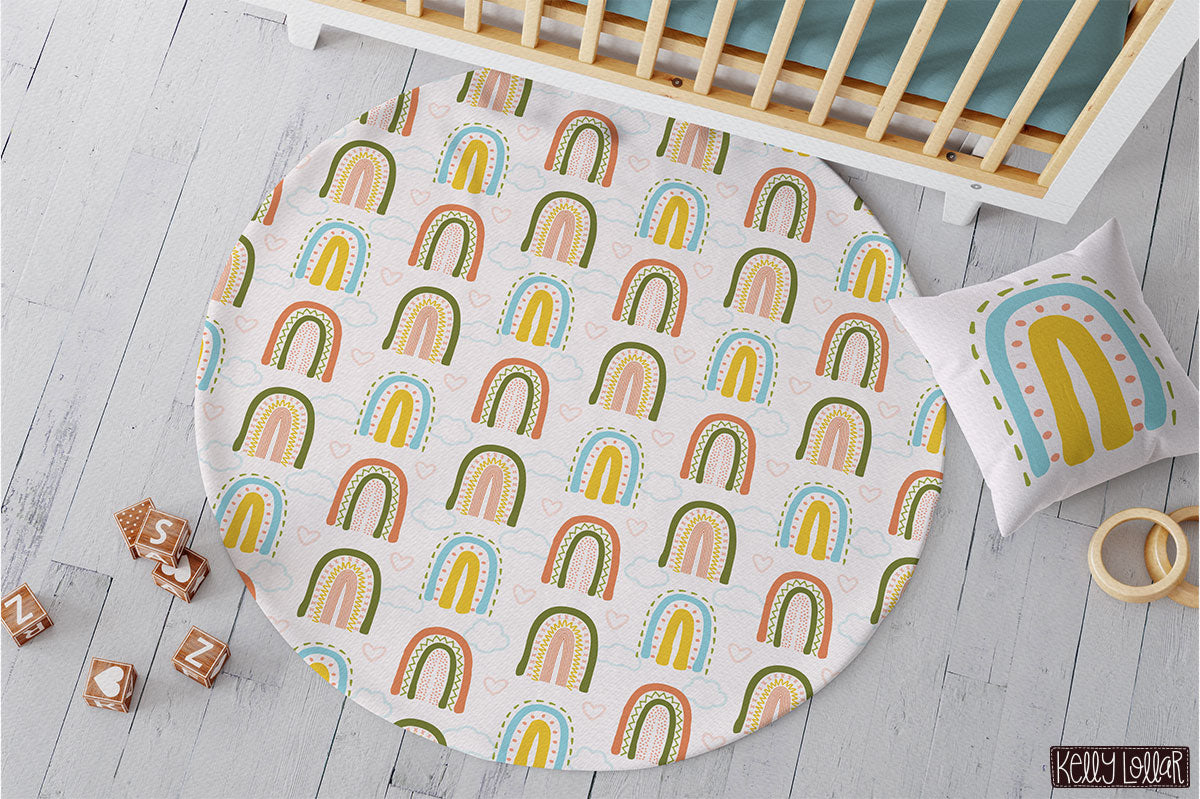 Boho Rainbows Pattern in brights color way by Kelly Lollar