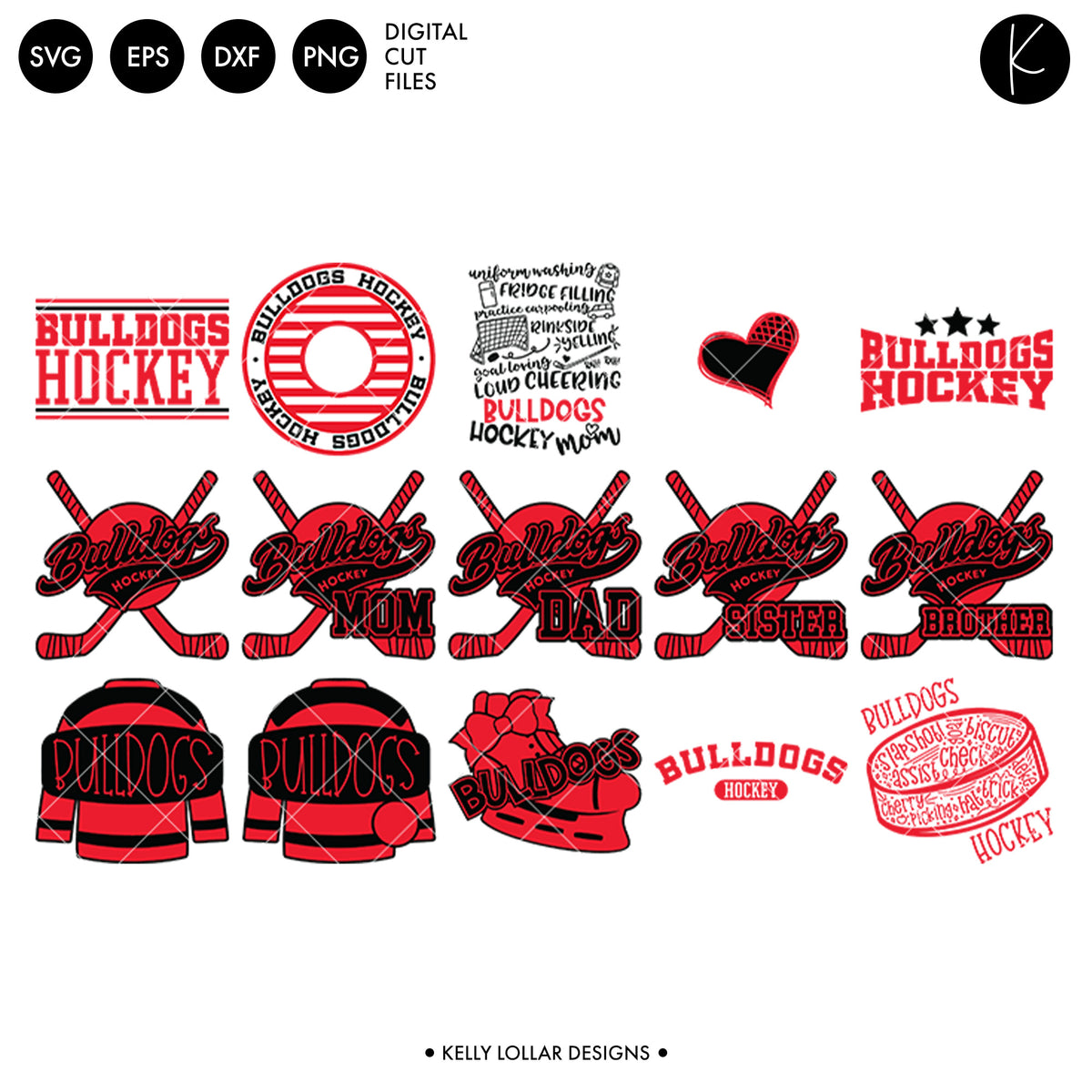 Bulldogs Hockey Bundle | SVG DXF EPS PNG Cut Files