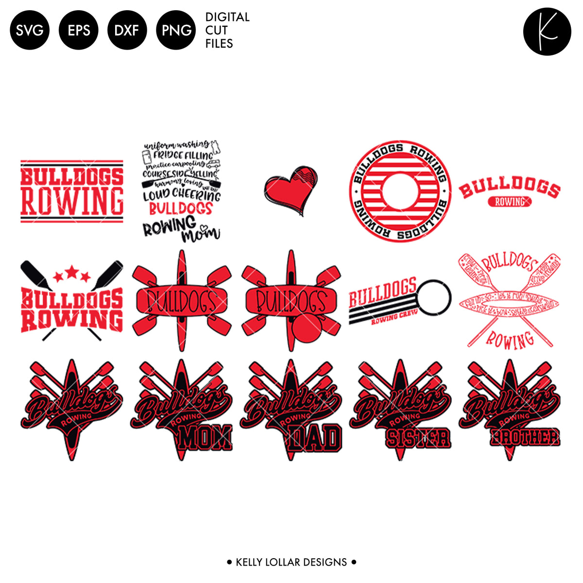 Bulldogs Rowing Crew Bundle | SVG DXF EPS PNG Cut Files