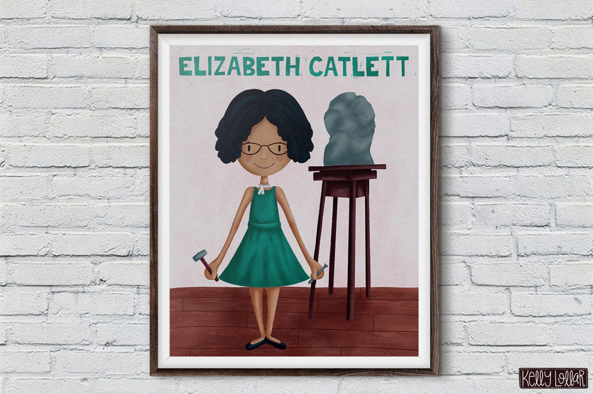 Elizabeth Catlett illustration drawn for MATS Redrawing Black History by Kelly Lollar