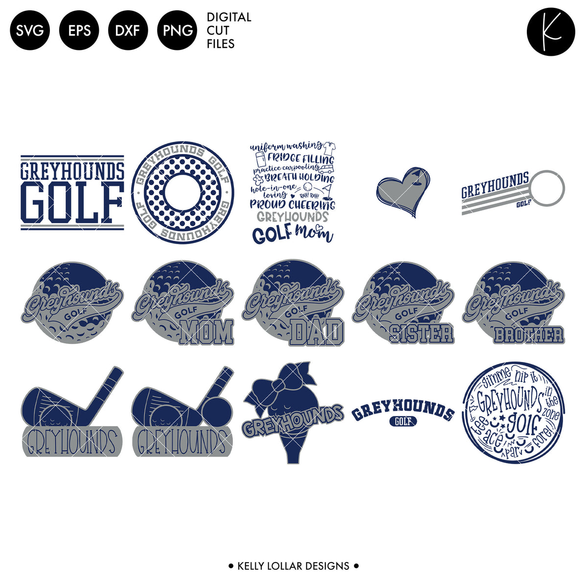 Greyhounds Golf Bundle | SVG DXF EPS PNG Cut Files