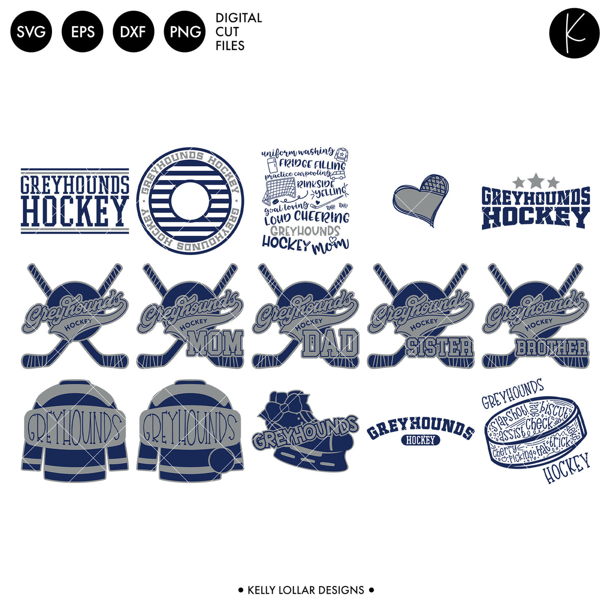 Greyhounds Hockey Bundle | SVG DXF EPS PNG Cut Files