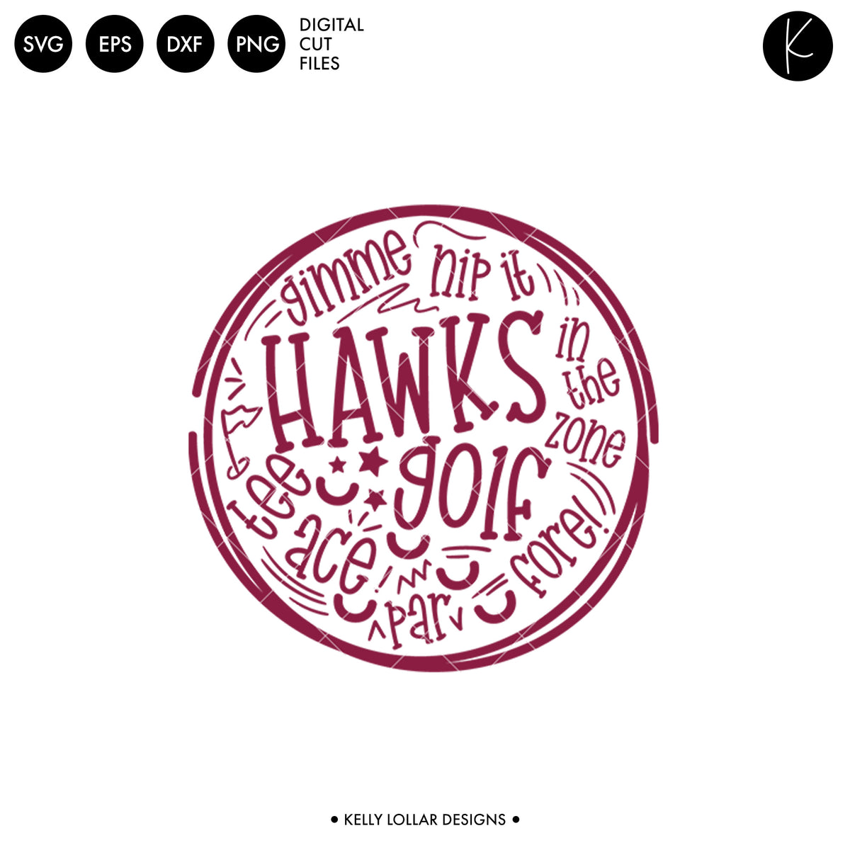 Hawks Golf Bundle | SVG DXF EPS PNG Cut Files