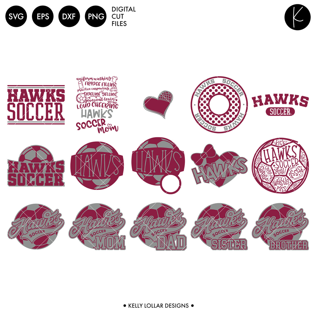 Hawks Soccer and Football Bundle | SVG DXF EPS PNG Cut Files