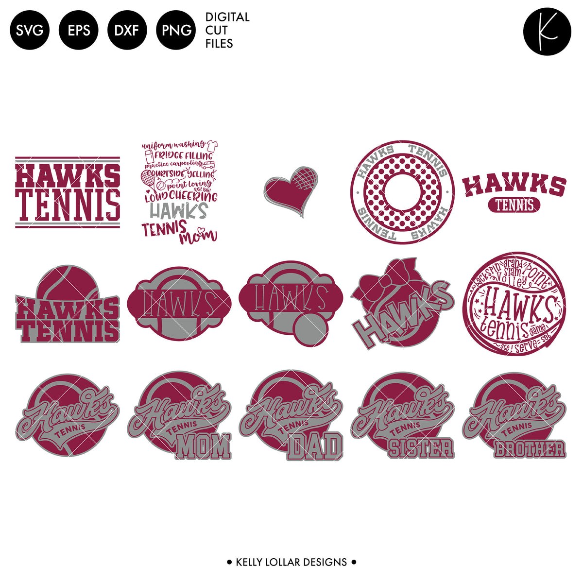 Hawks Tennis Bundle | SVG DXF EPS PNG Cut Files