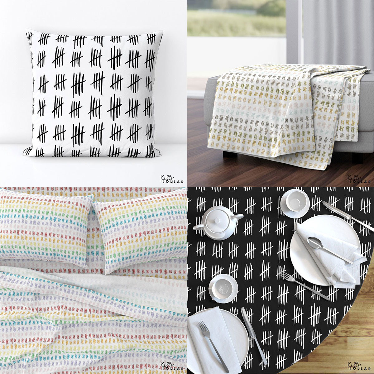 Inky Doodles Collection, Inky Tally Marks Pattern by Kelly Lollar