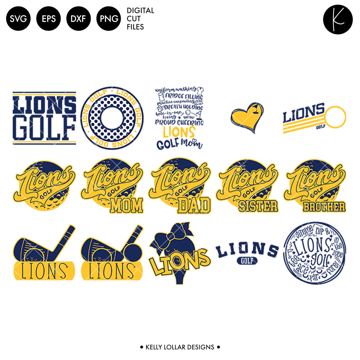 Lions Golf Bundle | SVG DXF EPS PNG Cut Files