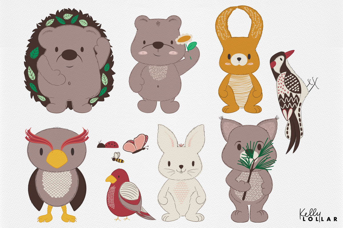 Porcupine and Friends Surface Pattern Collection Characters by Kelly Lollar 
