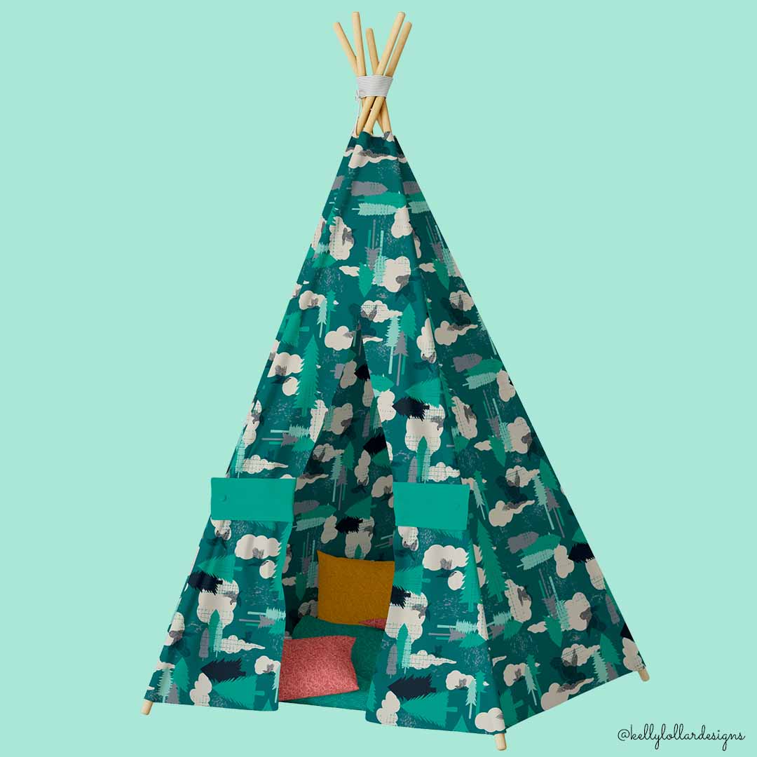 Sample Play Tent Using the Porcupine and Friends Dream Big Surface Pattern by Kelly Lollar 