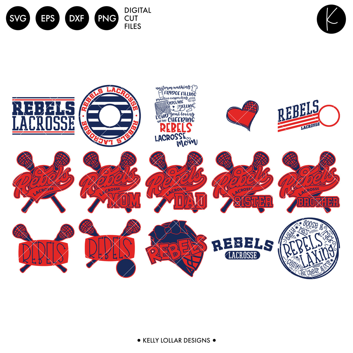 Rebels Lacrosse Bundle | SVG DXF EPS PNG Cut Files