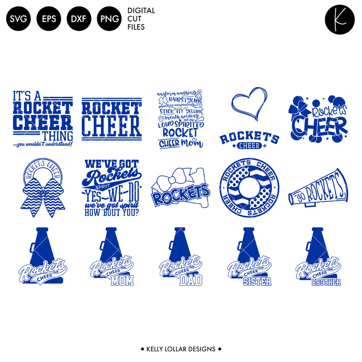 Rockets Everything Spirit Bundle in Royal Blue and White | SVG DXF EPS PNG Cut Files