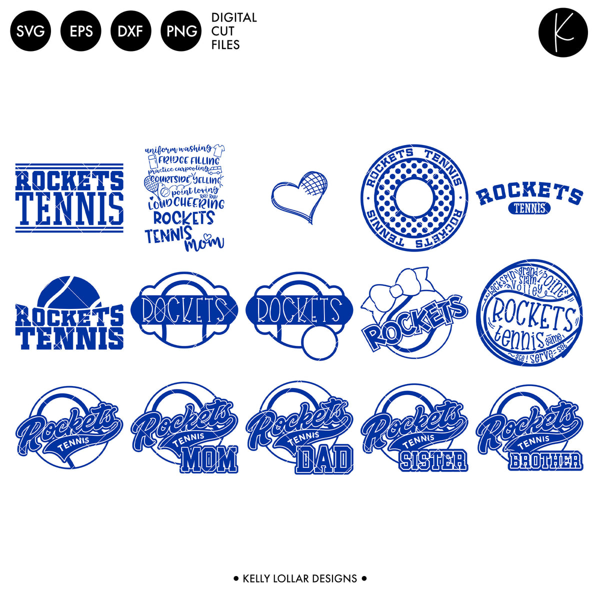 Rockets Everything Spirit Bundle in Royal Blue and White | SVG DXF EPS PNG Cut Files