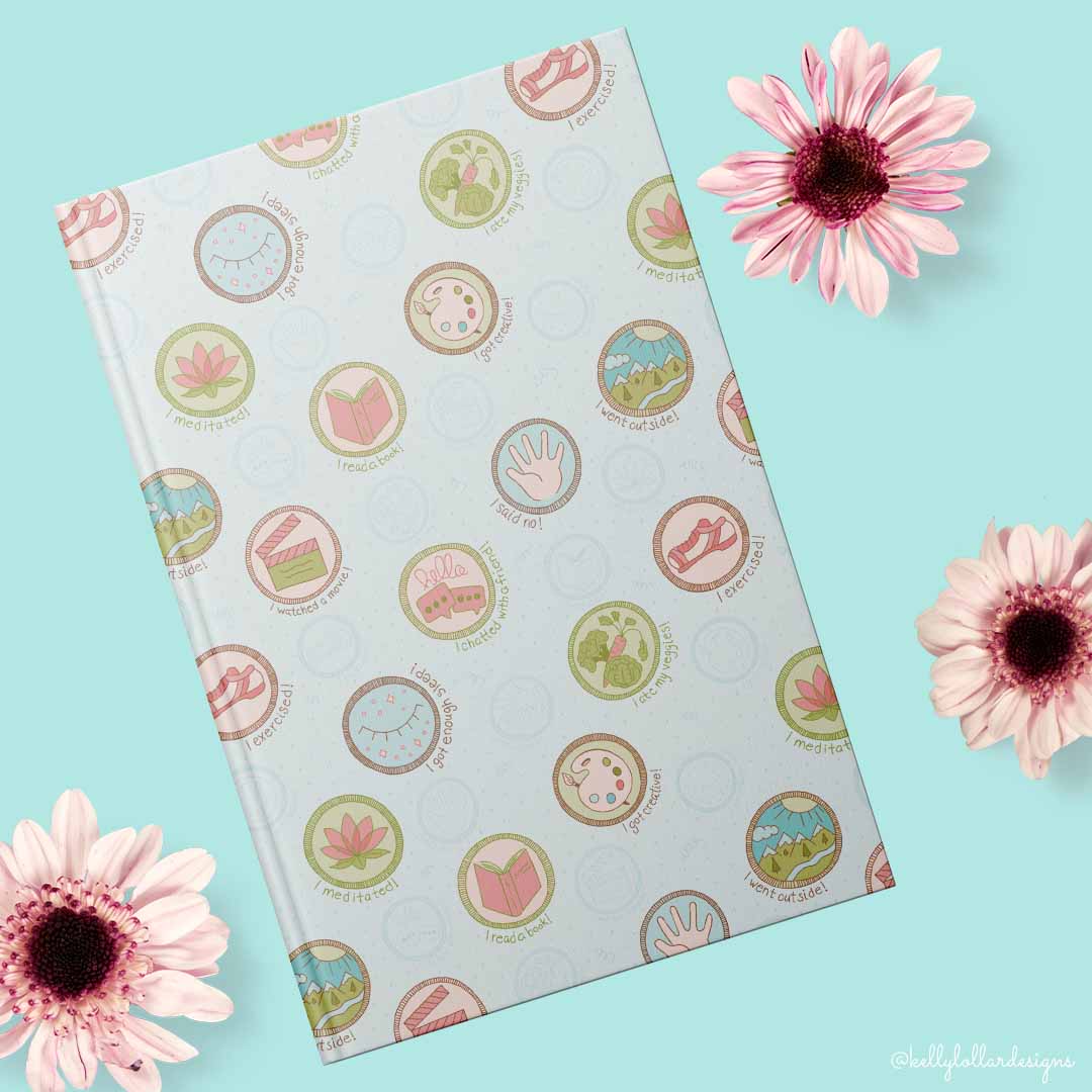 Self Care Badges Surface Pattern by Kelly Lollar 
