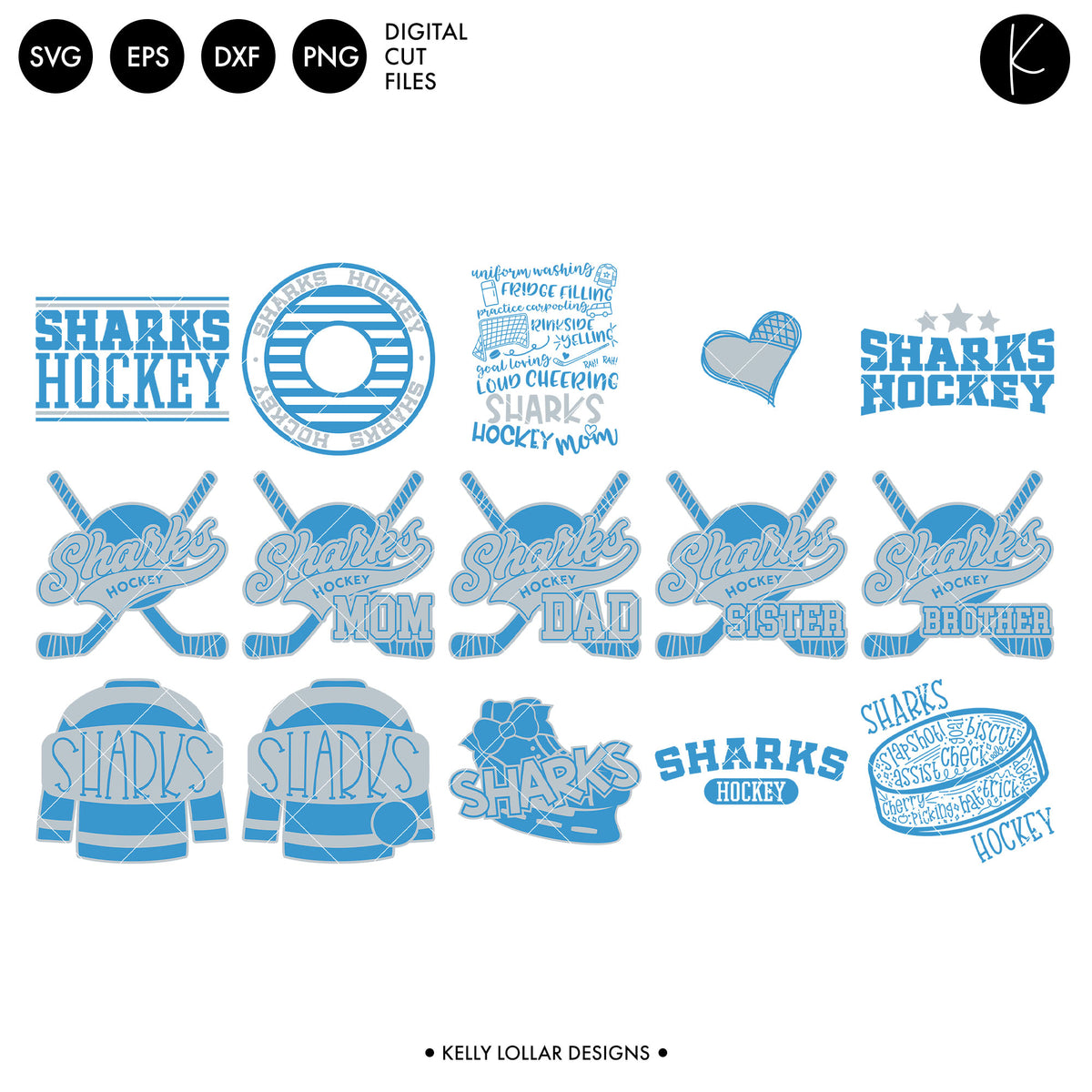 Sharks Hockey Bundle | SVG DXF EPS PNG Cut Files