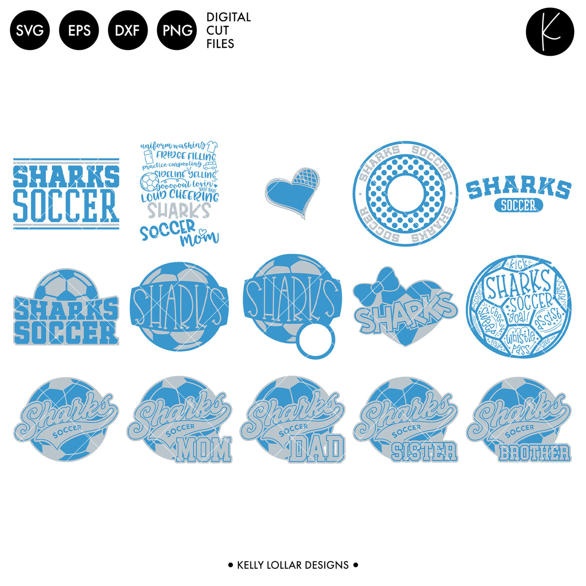 Sharks Soccer and Football Bundle | SVG DXF EPS PNG Cut Files