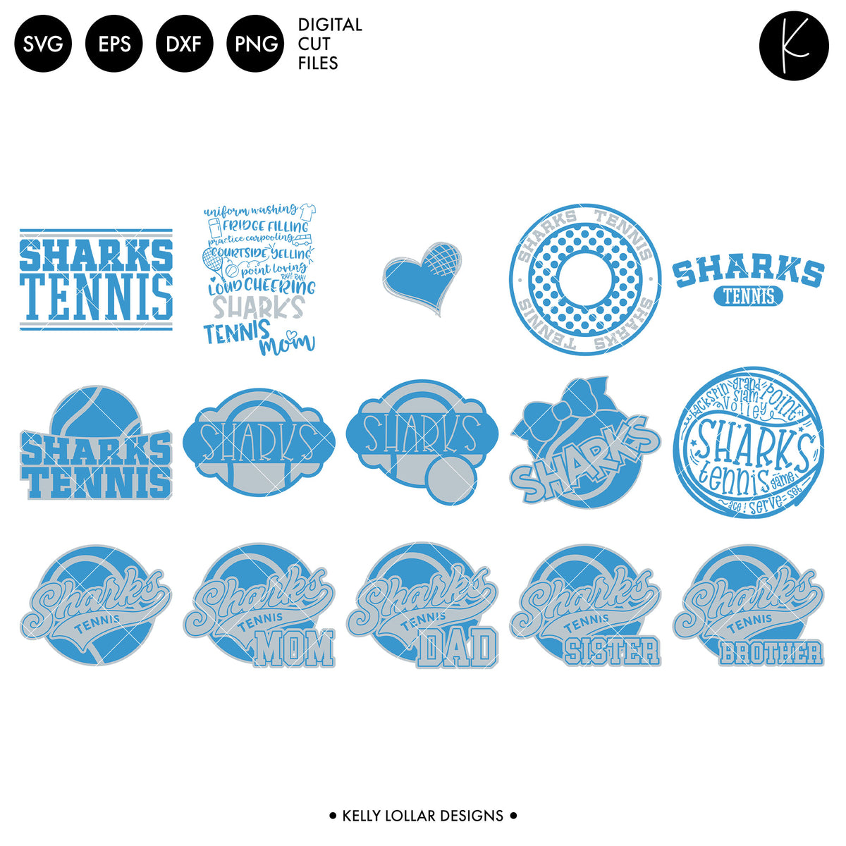 Sharks Tennis Bundle | SVG DXF EPS PNG Cut Files