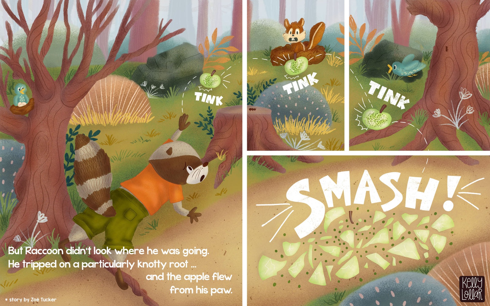 MATS Illustrating Children's Books The Enchanted Apple Double Page Spread by Kelly Lollar