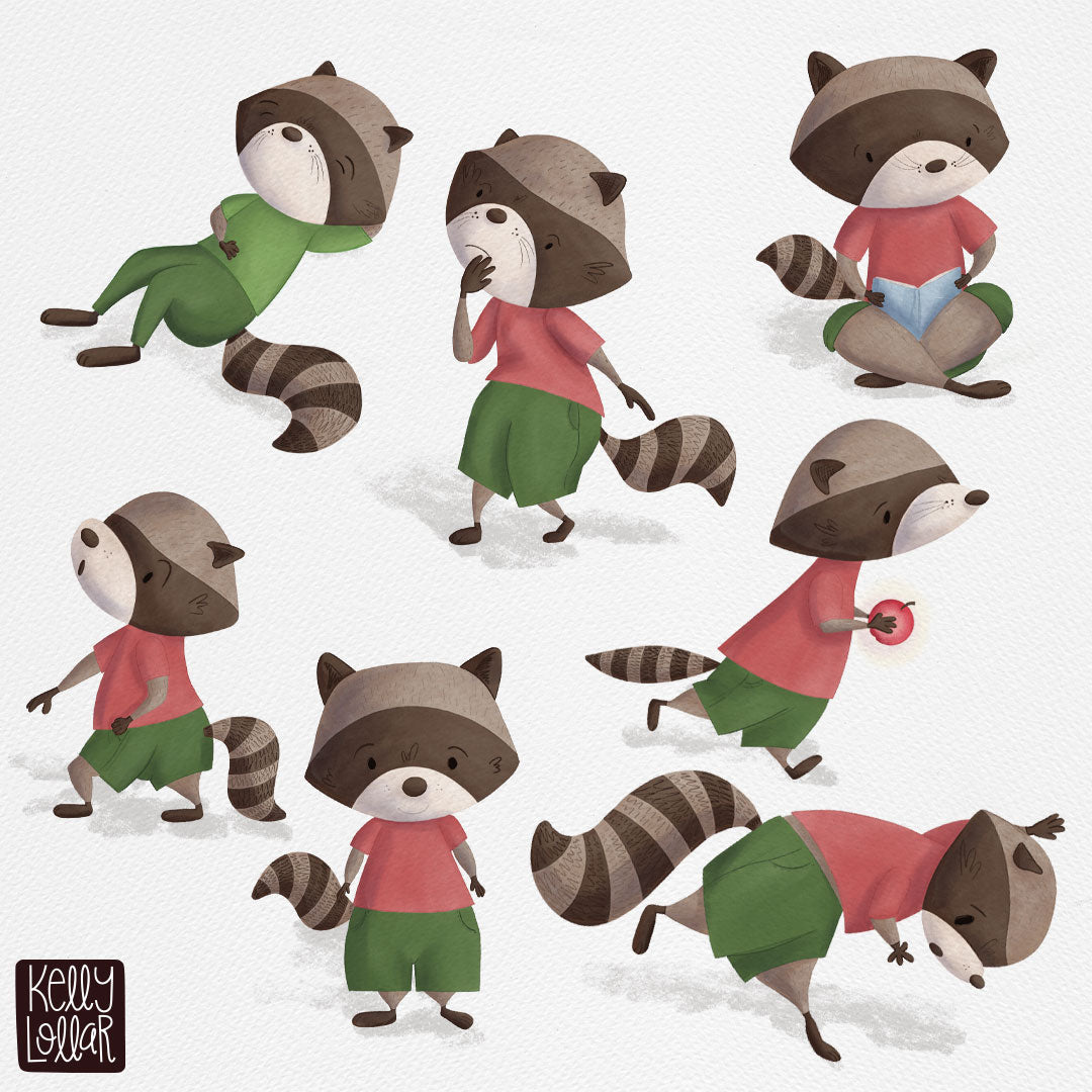 MATS Illustrating Children's Books The Enchanted Apple Raccoon Character Study by Kelly Lollar